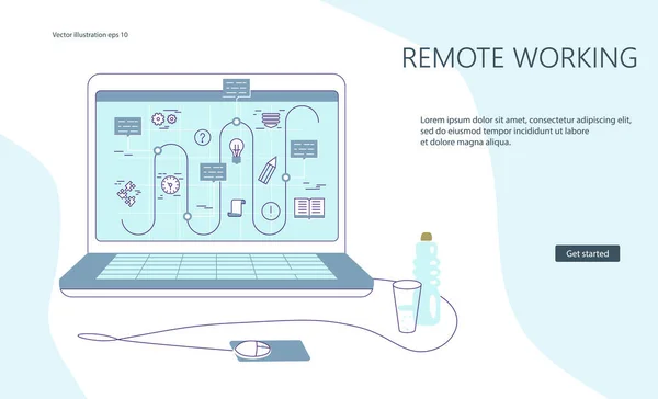 Modelo de página de destino local de trabalho em casa —  Vetores de Stock