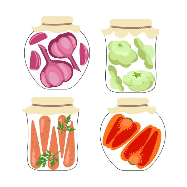 Légumes en conserve faits maison — Image vectorielle