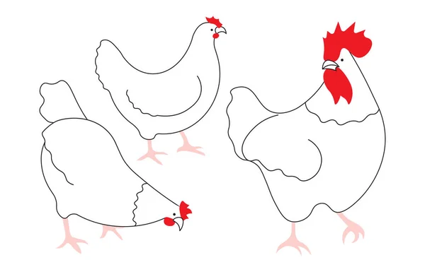 Sada kuřat a kohout — Stockový vektor