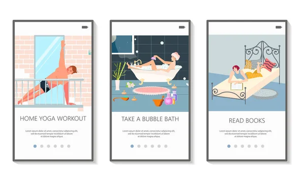 Aplicaciones móviles de actividad en casa — Vector de stock