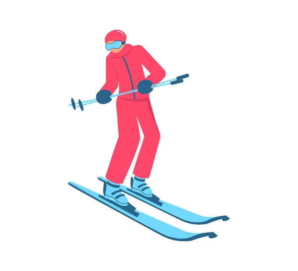 Ludzie w szkole narciarstwa górskiego — Wektor stockowy