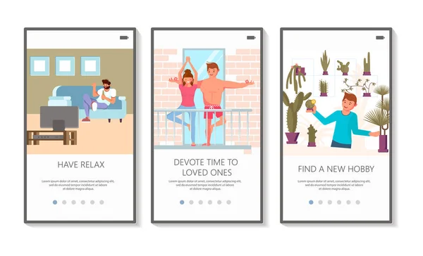 Aplicaciones móviles de actividad en casa — Vector de stock