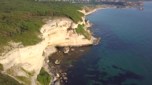 海に面した崖の航空写真 — ストック動画