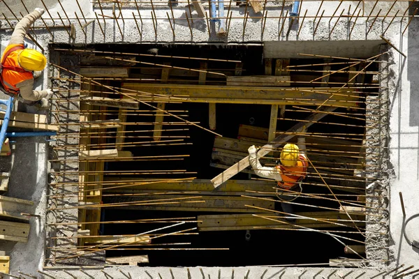 İnşaat site işçileri - hava - üst görüntüleme