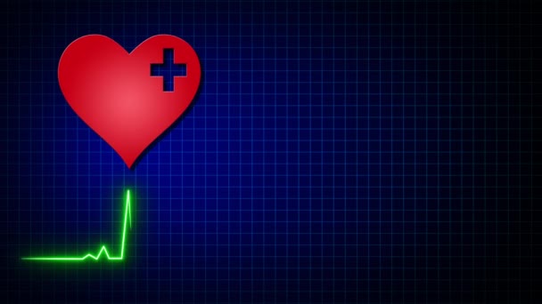 Hjärtslag Elektrokardiogram Linje Med Hjärtsymbol — Stockvideo