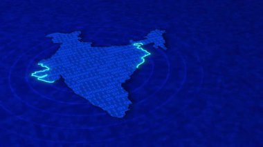 Digital Technology Map of India with Binary
