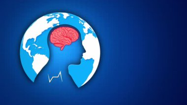 Dünya Gezegeni İçinde Beyni Olan İnsan Silueti