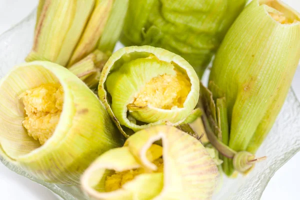 Colombian Sweet Corn Wrap Preparation — Stock Photo, Image