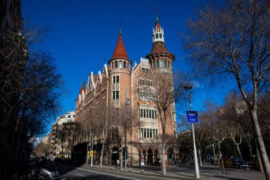 BARCELONA - MARCH, 2018: Casa de les Punxes in Barcelona Spain clipart