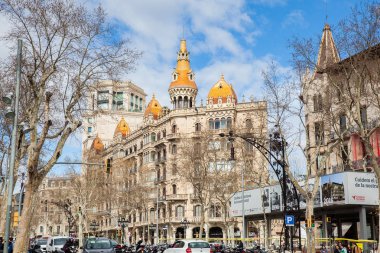 BARCELONA - MARCH, 2018: Gran Via de les Corts Catalanes in Barcelona