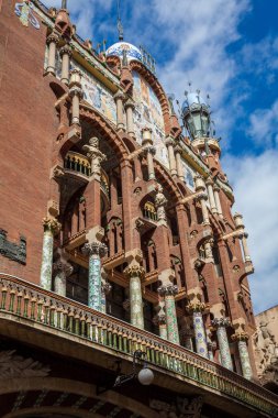 Barcelona - Mart, 2018: Katalanca Palace müzik Barcelona cephe