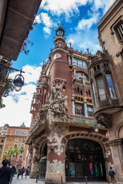 Barcelona - Mart, 2018: Katalanca Palace müzik Barcelona cephe