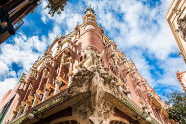 BARCELONA - MARCH, 2018: Facade of the Palace of Catalan Music in Barcelona clipart
