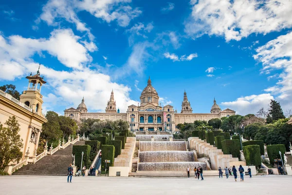 Barcelone Mars 2018 Fontaine Magique Montjuic Museu Nacional Art Catalunya — Photo