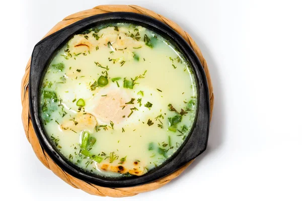 Traditional Colombian Poached Egg Soup called changua — Stock Image Traditional Colombian Poached Egg Soup Called Changua Stock Picture