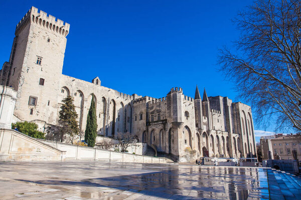 The Papal palace one of the biggest gothic buildings in Europe at Avignon France