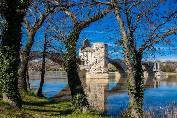 Известный Авиньонский Мост Называется Мост Сен Бенезе Авиньоне Франция — стоковое фото
