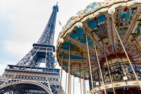 París Francia Marzo 2018 Carrousel Tour Eiffel Final Del Invierno — Foto de Stock