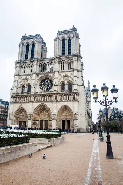 Paris France Mars 2018 Cathédrale Notre Dame Paris Par Hiver — Photo