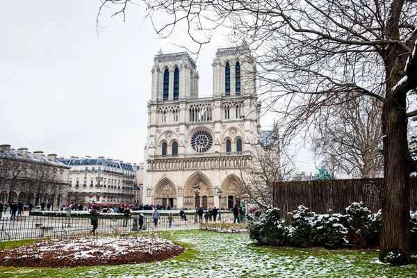 Paris France Mars 2018 Cathédrale Notre Dame Paris Par Hiver — Photo