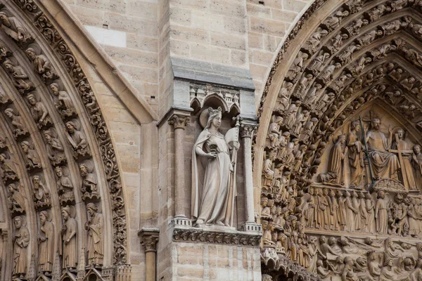 Paris France March 2018 Details West Facade Cathedral Our Lady — Stock Photo, Image