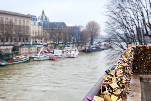 Paris Franciaország Március 2018 Ban Szajna Folyó Szeretet Zárak Pont — Stock Fotó