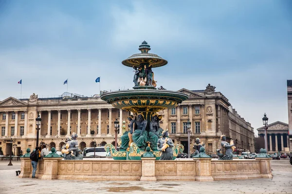 Paris França Março 2018 Fonte Comércio Fluvial Navegação Place Concorde — Fotografia de Stock