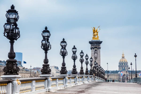 París Francia Marzo 2018 Pont Alexandre Iii Frío Día Invierno —  Fotos de Stock