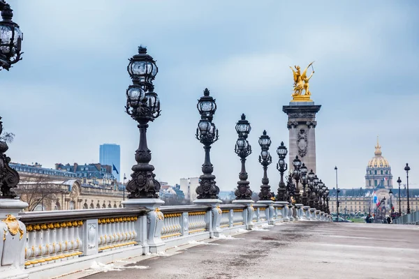 Pont Alexandre Iii Frío Día Invierno París —  Fotos de Stock