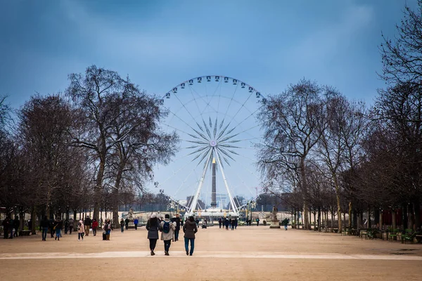 Paris Francja Marca 2018 Koło Paryża Place Concorde Chłodne Zimowe — Zdjęcie stockowe