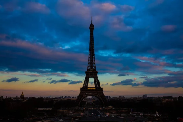 Tour Eiffel Più Famosa Icona Parigina Tramonto Vista Trocadero Una — Foto Stock