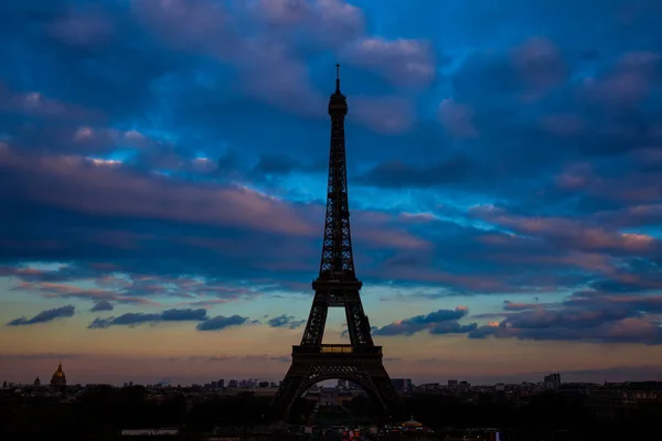 Tour Eiffel Più Famosa Icona Parigina Tramonto Vista Trocadero Una — Foto Stock