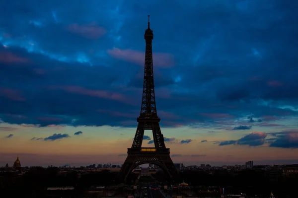 Tour Eiffel Icono Parisino Más Famoso Atardecer Visto Desde Trocadero — Foto de Stock
