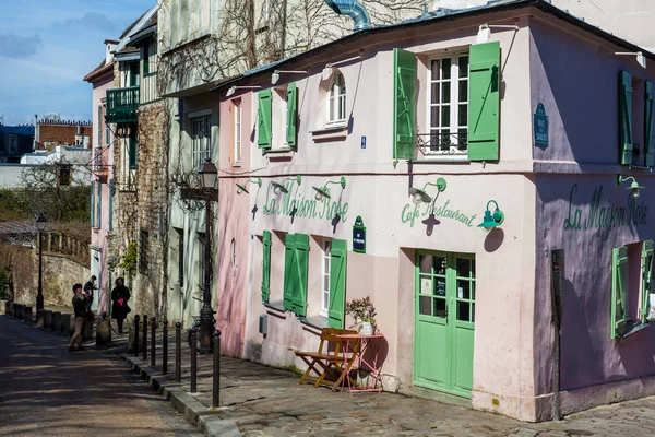 Paris France March 2018 Pink House Restaurant Famous Montmartre Neighborhood — Stock Photo, Image