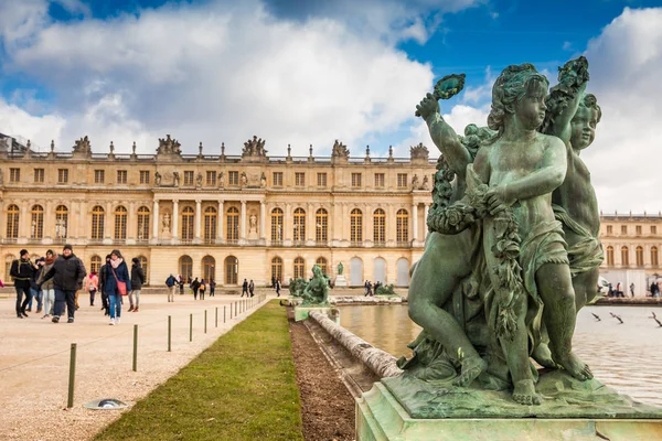 Paris França Março 2018 Jardim Palácio Versalhes Dia Inverno Gelado — Fotografia de Stock