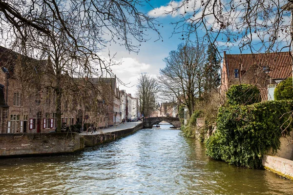 Kanały Historyczne Piękne Miasta Brugii Belgii — Zdjęcie stockowe