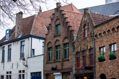 Evler tarihi Bruges kent geleneksel mimarisini temsilcisi