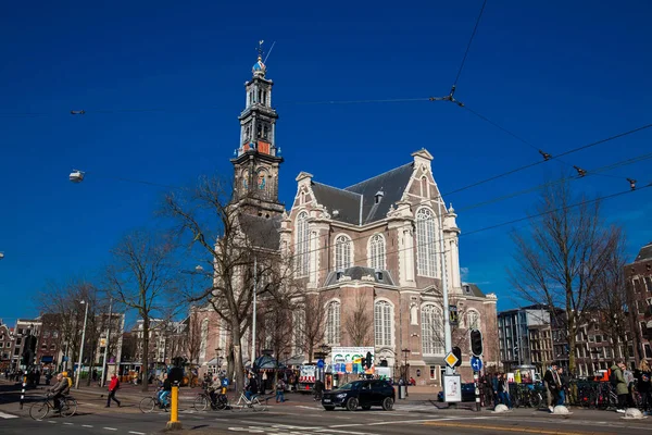 Amsterdam Nederland Maart 2018 Nederlandse Protestantse Westerse Kerk Gelegen Aan — Stockfoto