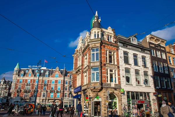 Amsterdam Holandia Marca 2018 Widok Ulicach Wokół Placu Muntplein Amsterdam — Zdjęcie stockowe