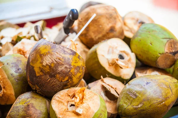 Street Sale Coconut Water Walled City Cartagena Indias — Stock Photo, Image