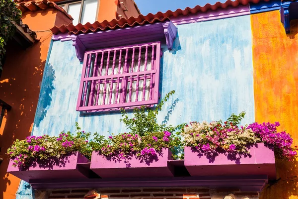 Las Coloridas Casas Coloniales Ciudad Amurallada Cartagena Indias —  Fotos de Stock