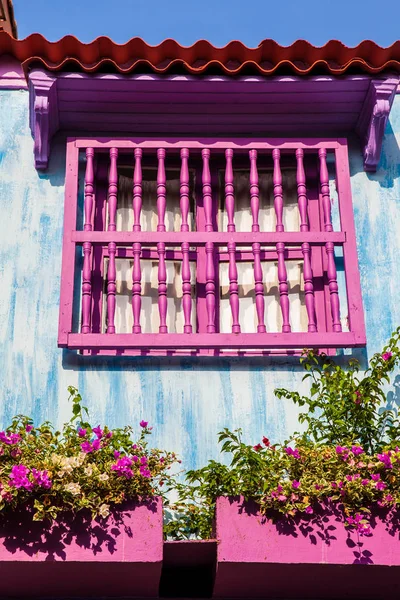 Colorate Case Coloniali Nella Città Murata Cartagena Indias — Foto Stock