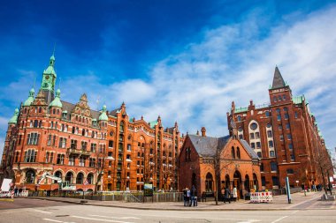 Hamburg, Almanya - Mart, 2018: Hamburg city, güzel antika binalar