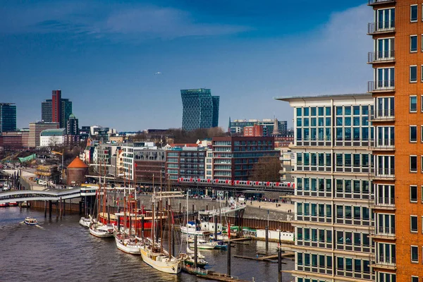 View Hamburg Harbour Beautiful Early Spring Day — Stock Photo, Image