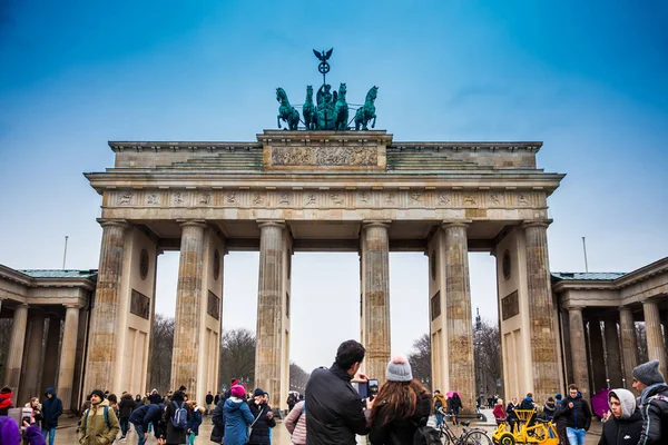 Berlim Alemanha Março 2018 Portão Brandemburgo Visto Plataforma Pariser Lado — Fotografia de Stock