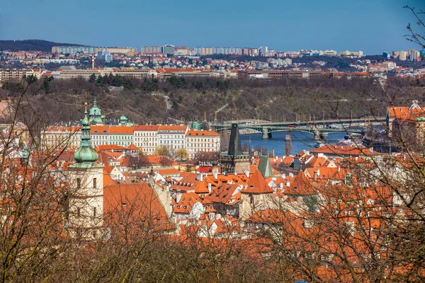 Manes Bridge Praga Stare Miasto Było Wzgórze Petrin — Zdjęcie stockowe