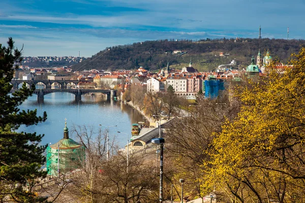 Praga Ciudad Vista Desde Colina Letna Hermoso Día Primavera — Foto de Stock