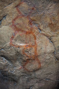 Kayaya Facatativa Kolombiya belediyesinde petroglifler olarak bilinen tarih öncesi resim sergisi