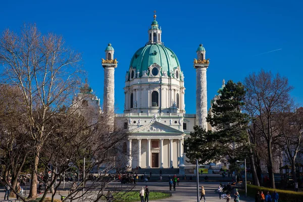 Viena Austria Abril 2018 Iglesia San Carlos Situada Lado Sur — Foto de Stock