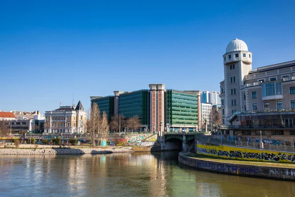 Vienna Austria Aprile 2018 Canale Del Danubio Visto Dal Ponte — Foto Stock